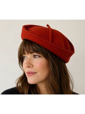 Electre Red Wool Beret Hat Made In France 100% Pure Wool Womens Vintage Accessor